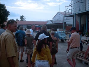 a tour group to the angkor beer factory