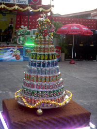 a cambodian beer christmas tree