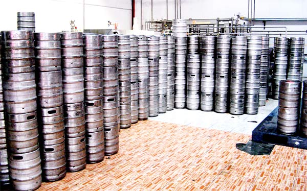 kegs awaiting filling with fresh angkor beer